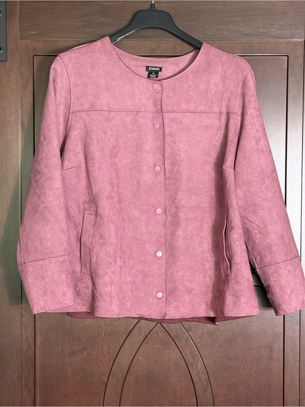 Evans Mauve Micro Suede-Look Snap Front Jacket
